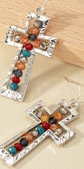 🆕 Cross Boho Beaded Earrings NWT - Picture 2 of 6